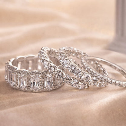 4pc Diamond Accented Stackable Rings Set