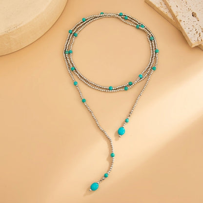 Turquoise Beaded Custom Wrap Necklace