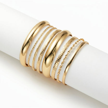 8pc Textured Cuff Bracelet Stack