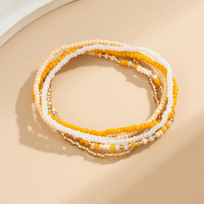5pc Colorful Beaded Layered Anklet Stack