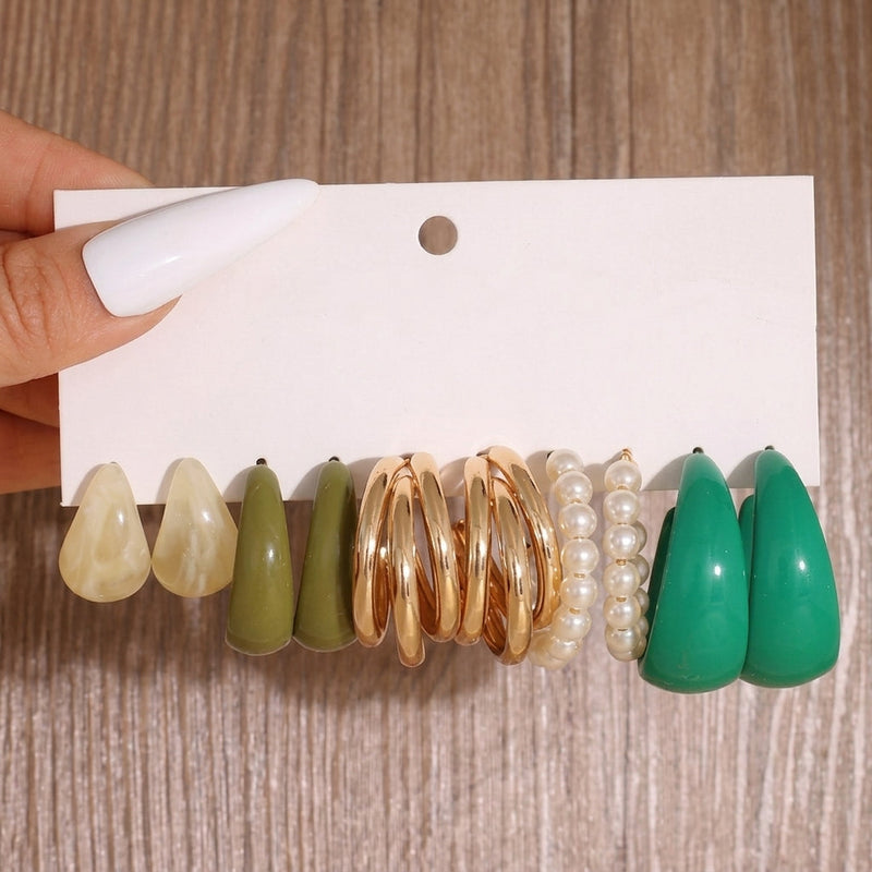5 Pair Boho C-Shaped Earrings Sets
