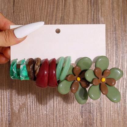 5 Pair Boho C-Shaped Earrings Sets