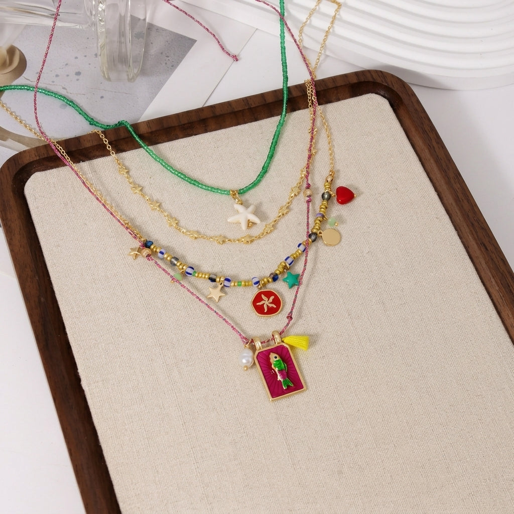 4pc Boho Tropical Fish Necklace Set