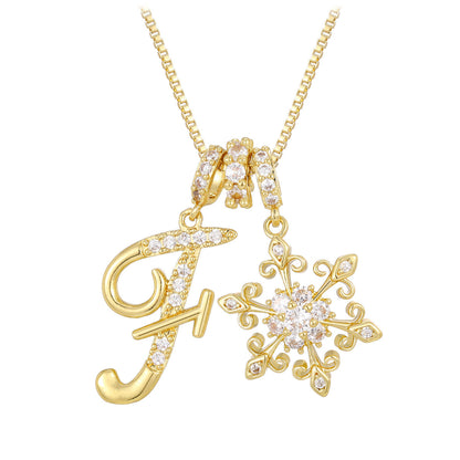 14k Elegant Initial & Snowflake Necklace
