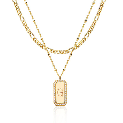 2pc Figaro & Satellite Chain Initial Necklace Stack