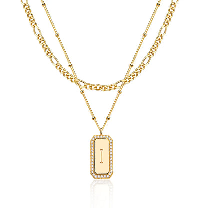 2pc Figaro & Satellite Chain Initial Necklace Stack