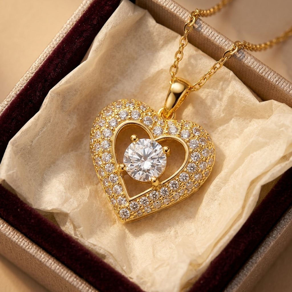 Zircon Center Heart Necklace