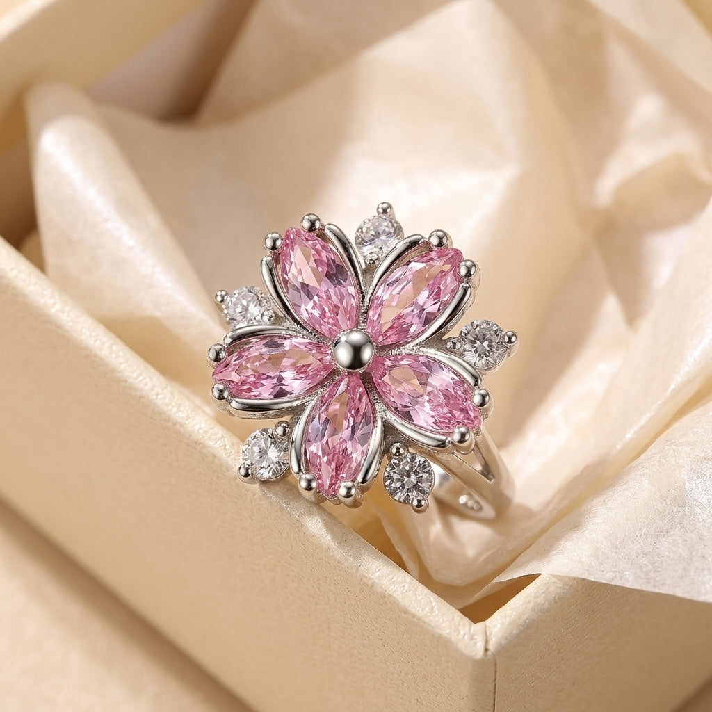 Statement Cherry Blossom Floral Ring