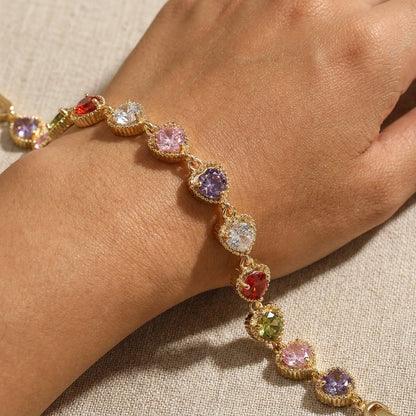 Colorful Heart Shaped Stone Bracelet