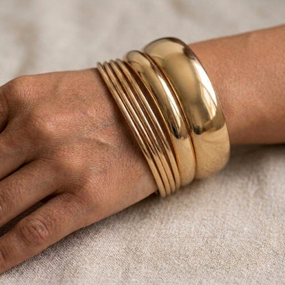 6pc Chunky & Thin Bangle Stack