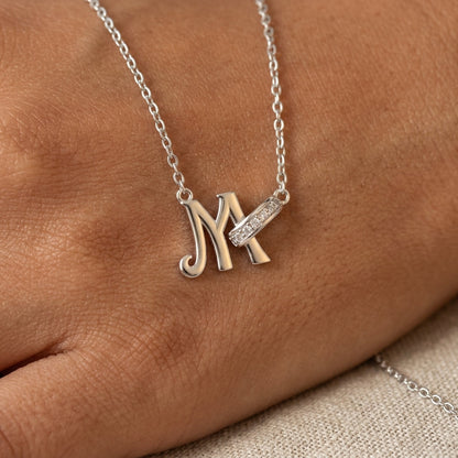 Dainty Forever Connected Initial Halo Necklace