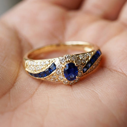 18k CZ Saphire Accented Ring
