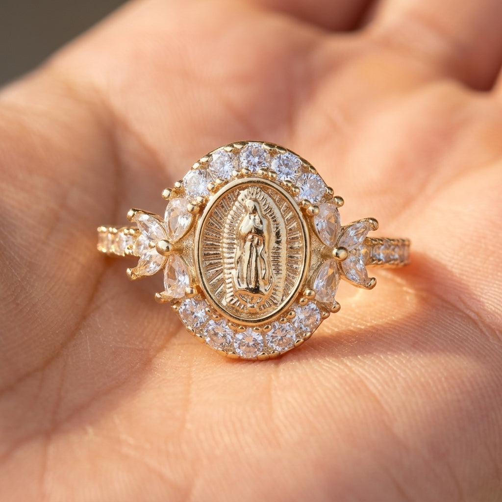 Diamond Accented Virgin Mary Ring