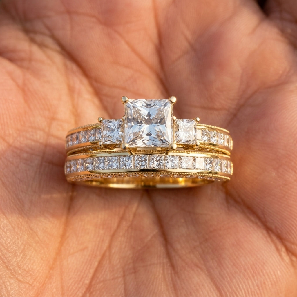 2pc Minimal Trio Diamond Set Ring Stack