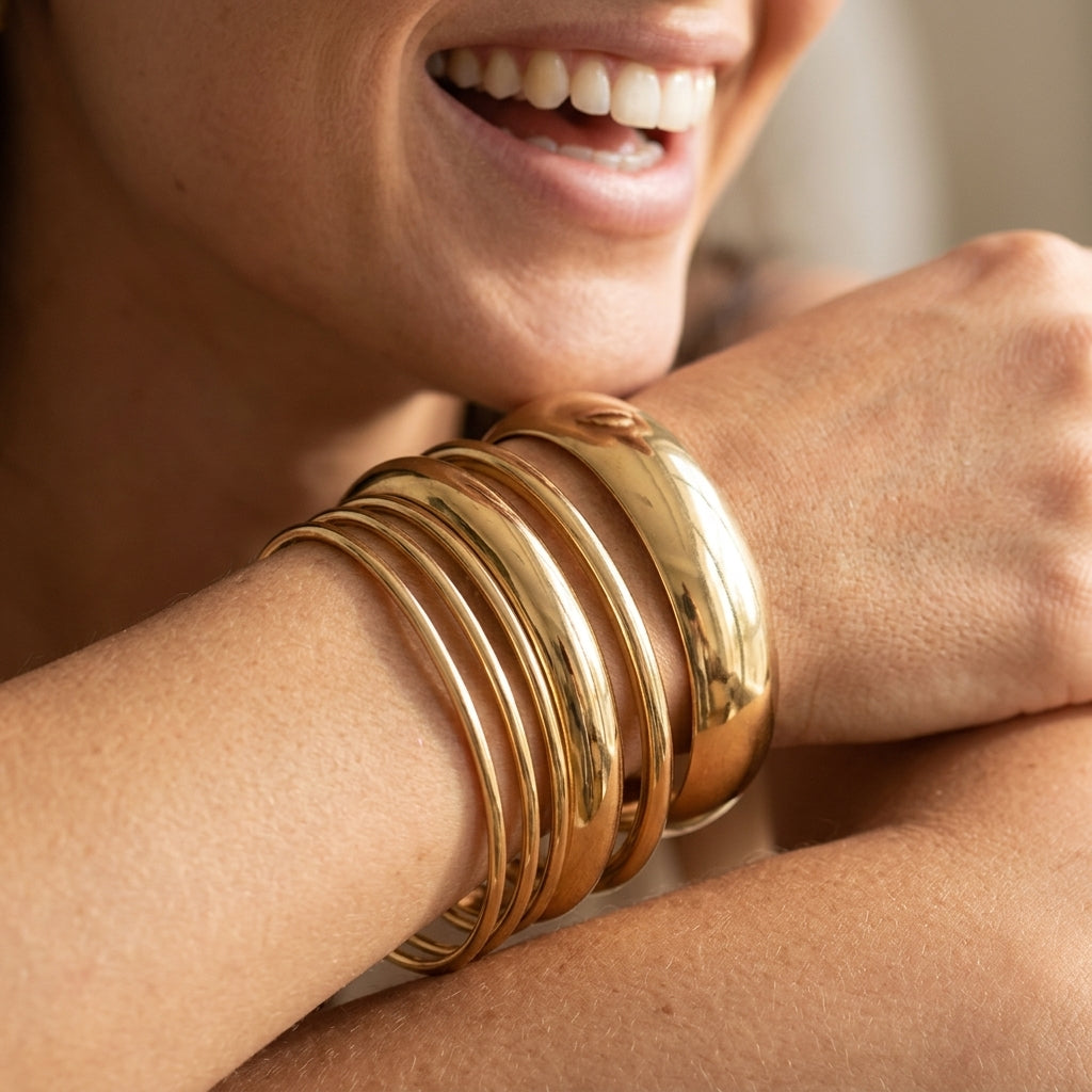 6pc Chunky & Thin Bangle Stack