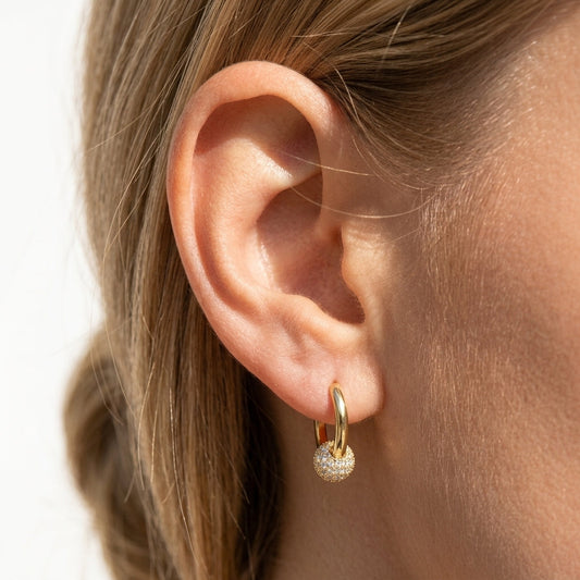 14k Crystal Hoop Earrings
