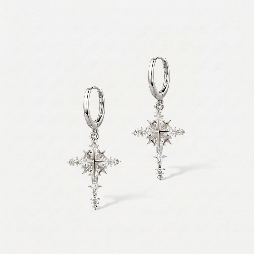Starlight Cross Huggie Earrings