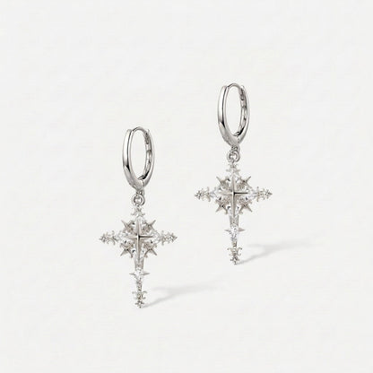 Starlight Cross Huggie Earrings