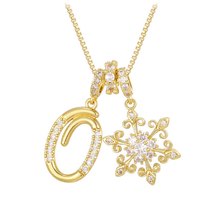 14k Elegant Initial & Snowflake Necklace