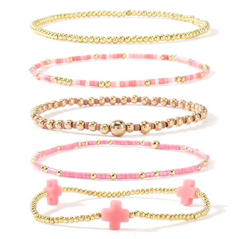 5pc Boho Beaded Bracelet Stack