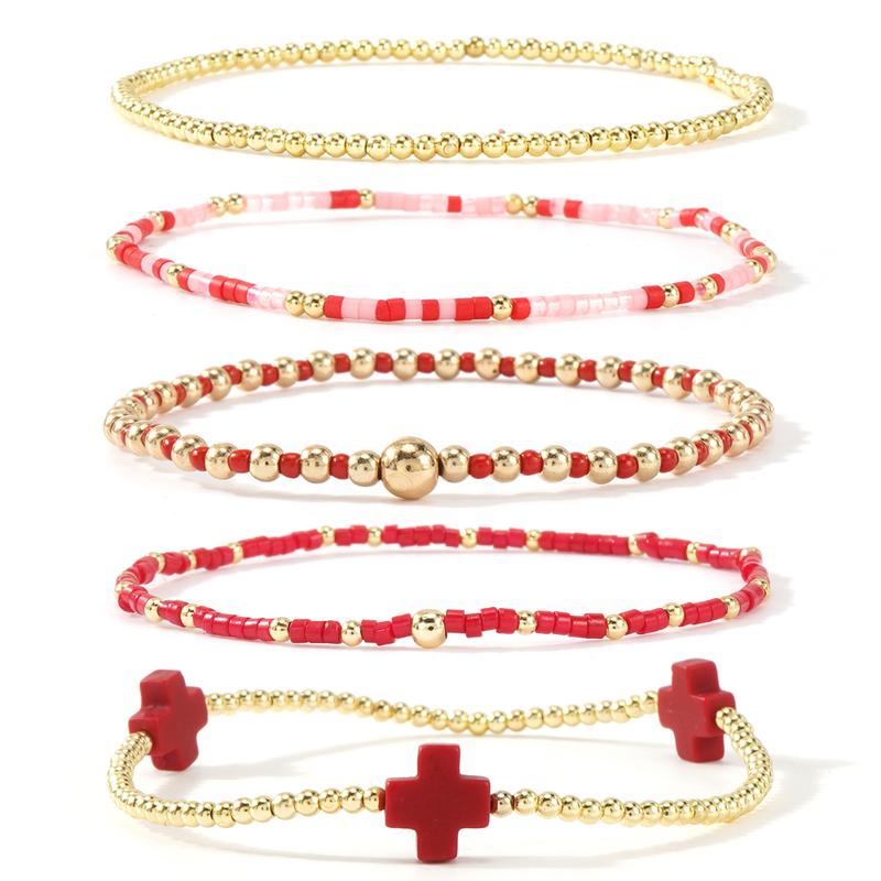 5pc Boho Beaded Bracelet Stack
