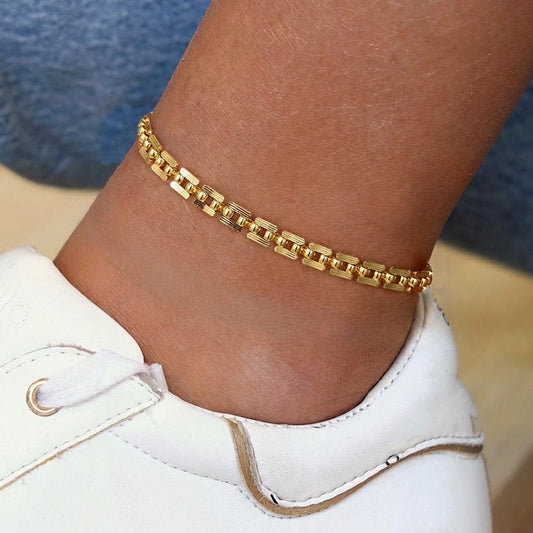 14k Elegant Double Sided Panther Link Anklet