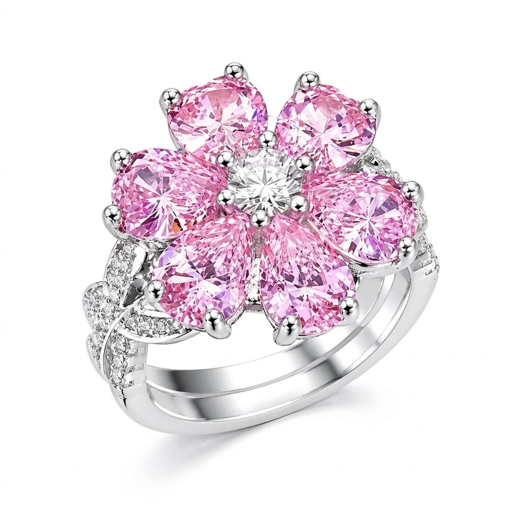 Statement Pink Floral Ring
