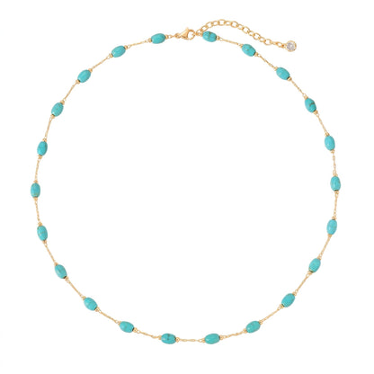 14k Dainty Turquoise Beaded Necklace