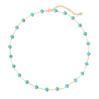 14k Dainty Turquoise Beaded Necklace