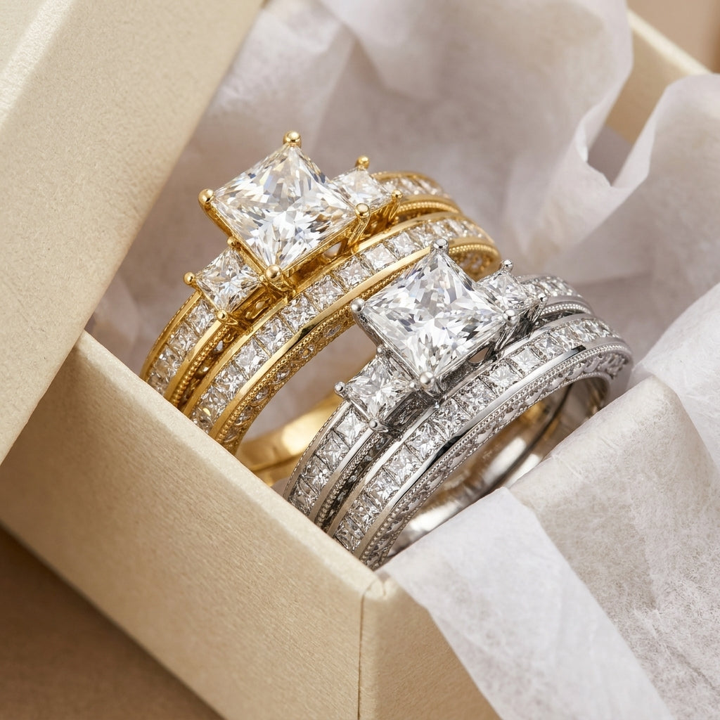 2pc Minimal Trio Diamond Set Ring Stack