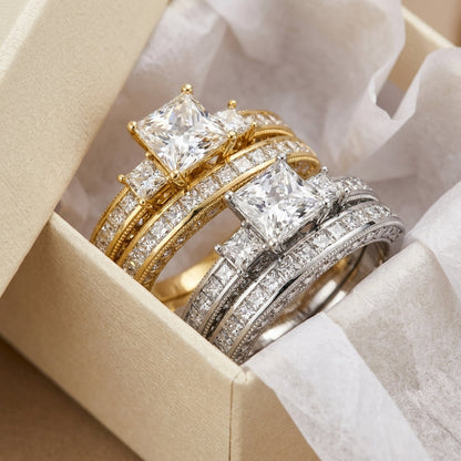2pc Minimal Trio Diamond Set Ring Stack