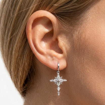 Starlight Cross Huggie Earrings