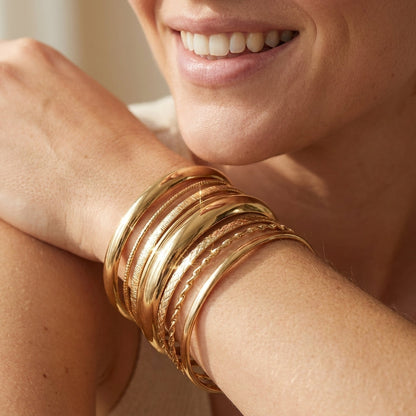 8pc Textured Cuff Bracelet Stack