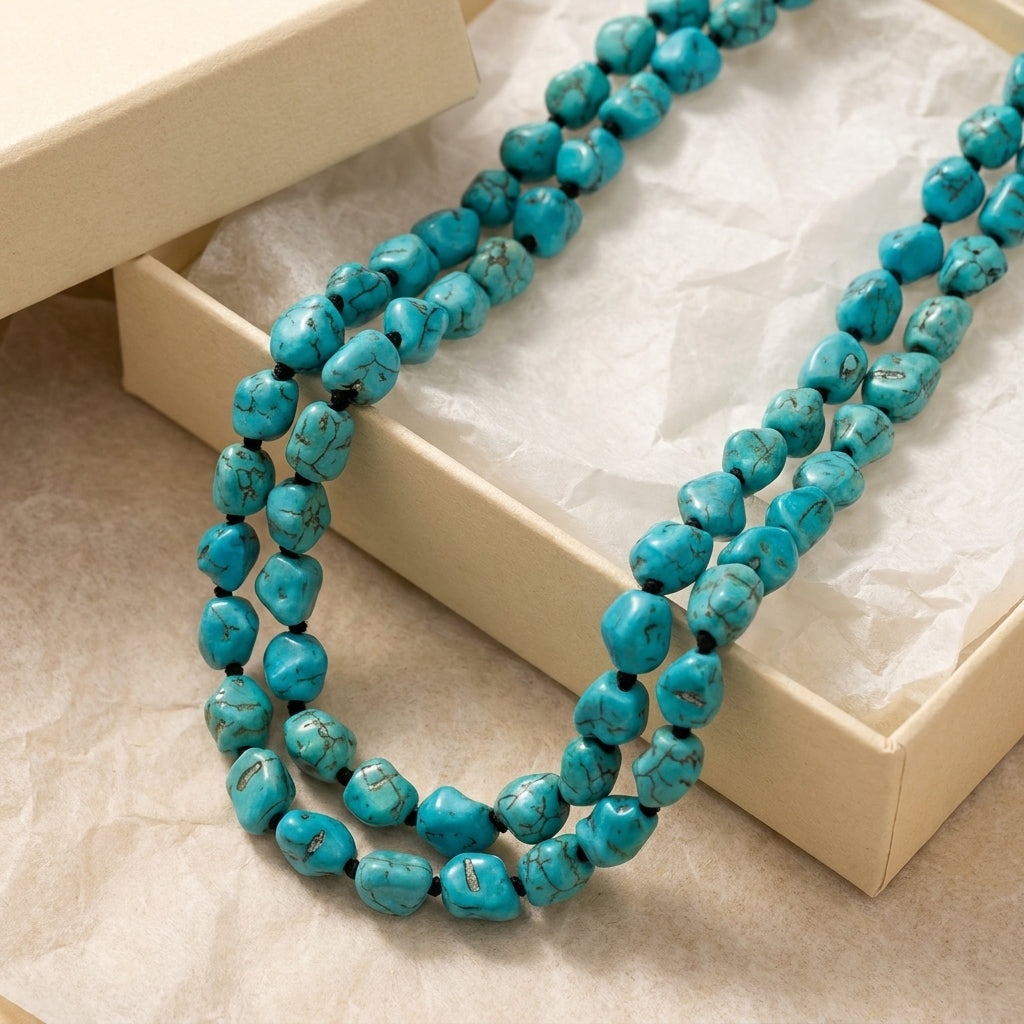 Boho Beaded Turquoise Stacked Necklace