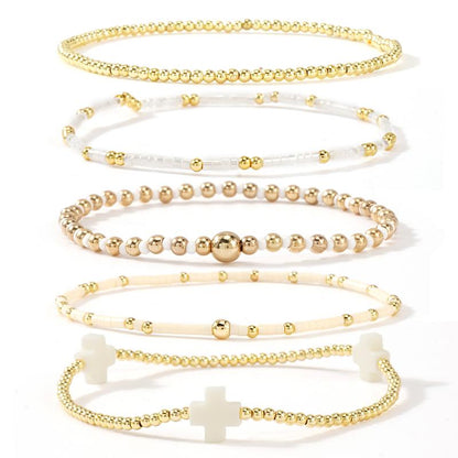 5pc Boho Beaded Bracelet Stack