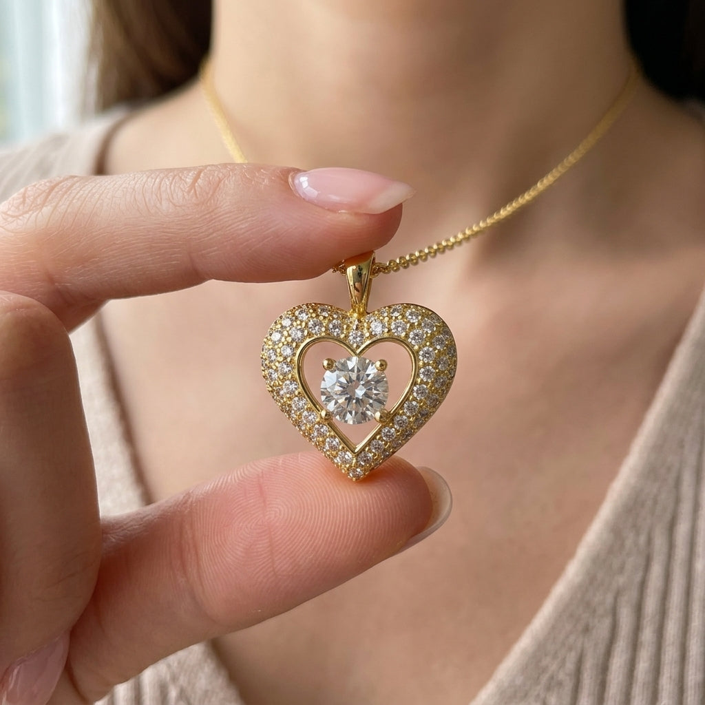 Zircon Center Heart Necklace