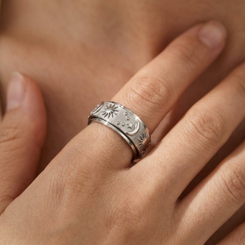 Spinning Anxiety Relief Astrology Sun & Moon Ring