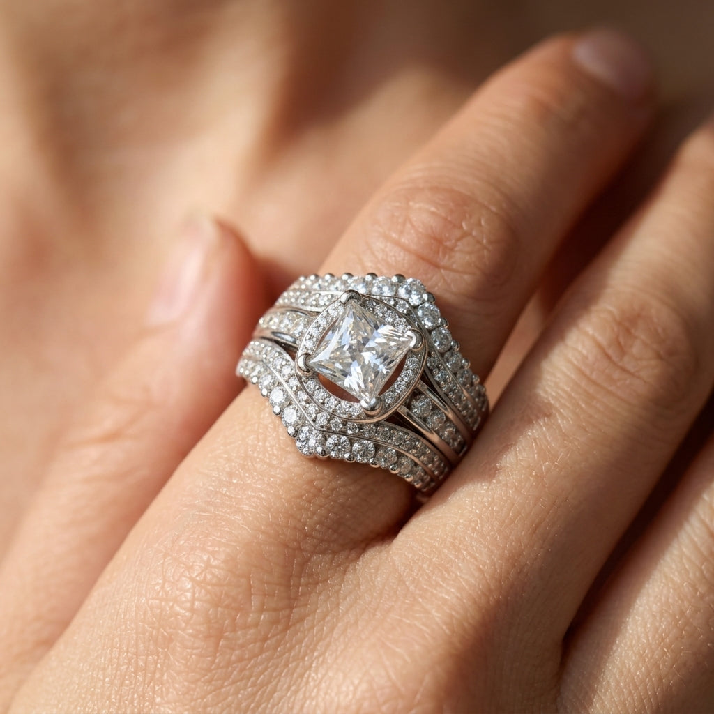 Statement Princess Cut Square Center Ring