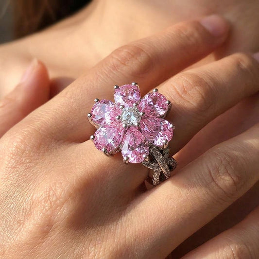 Statement Pink Floral Ring
