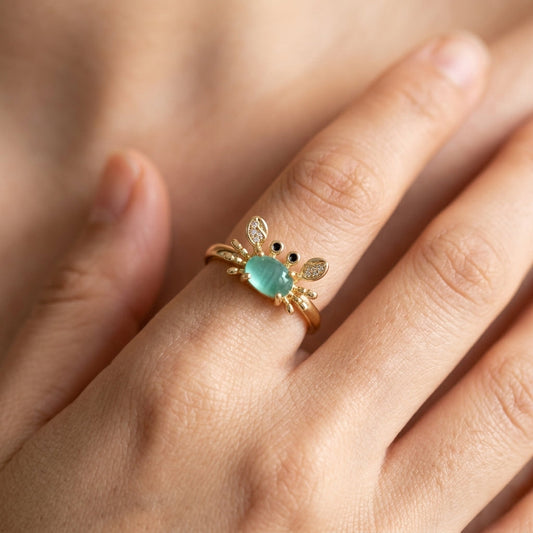 Adjustable Cute Mini Crab Ring