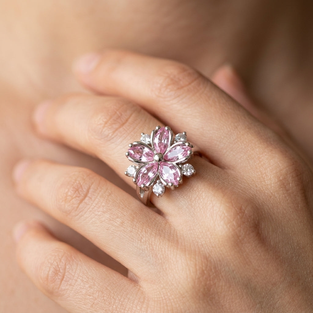 Statement Cherry Blossom Floral Ring