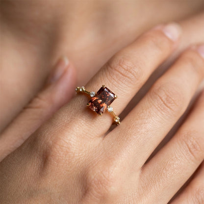 Minimal Zircon Accented Baguette Center Ring