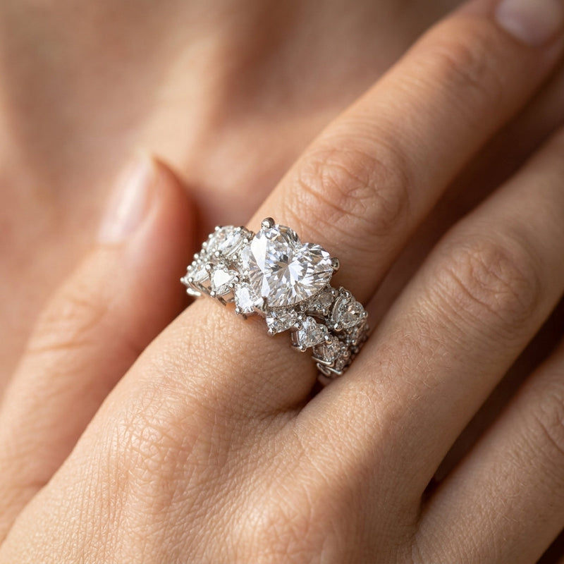 2pc Statement Heart Ring Stack