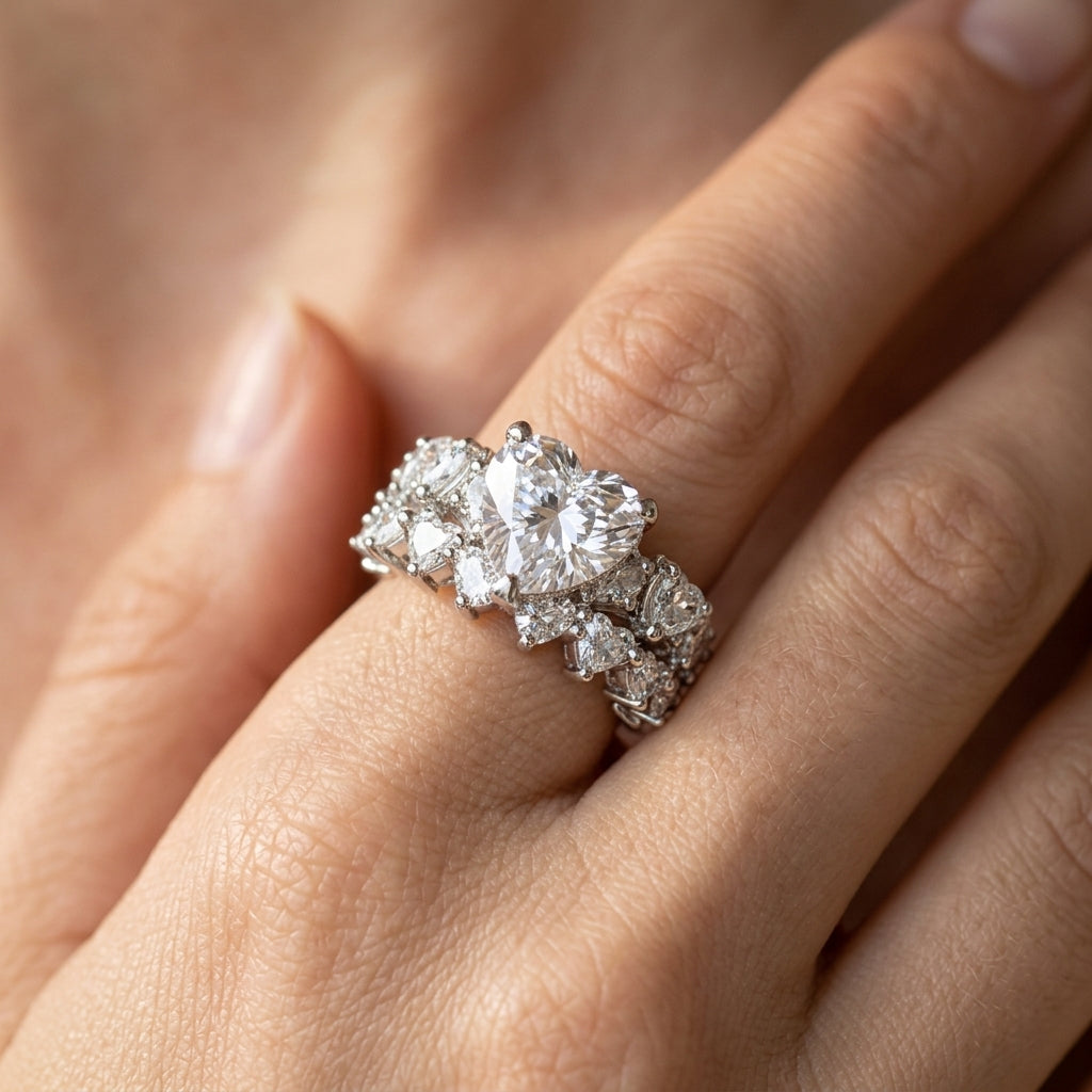 2pc Statement Heart Ring Stack