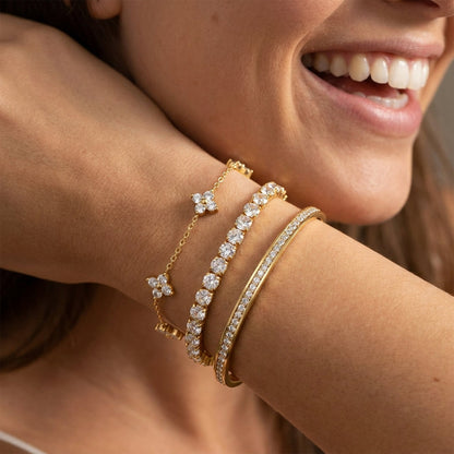 14k 3pc CZ Accented Bracelet Stack