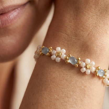 18k Pink & Blue Accented Floral Bracelet