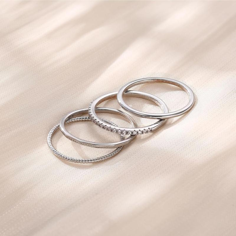 4pc 14k Dainty Ring Stack