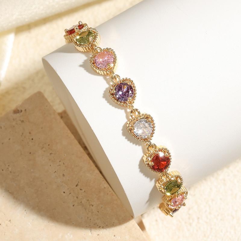 Colorful Heart Shaped Stone Bracelet