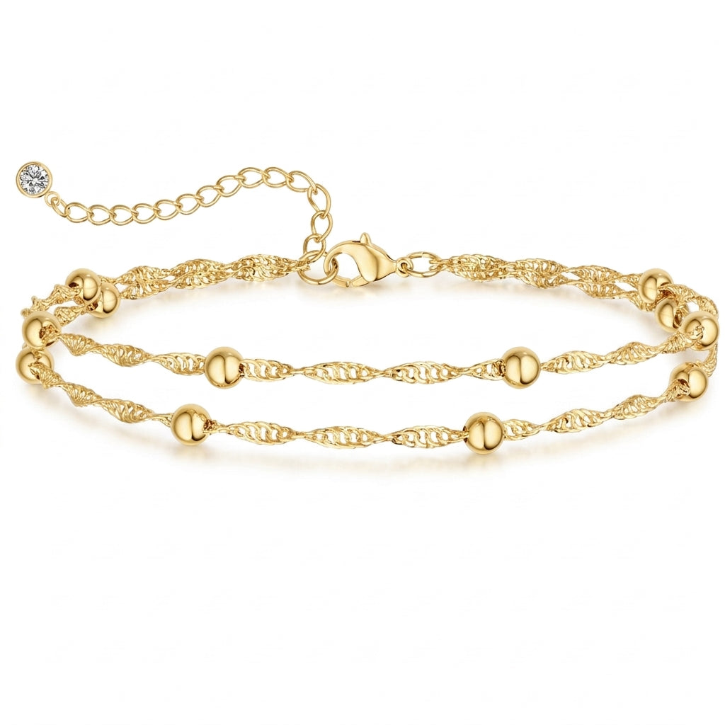 Layered Singapore Satellite Chain Anklet