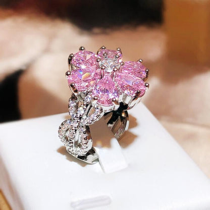 Statement Pink Floral Ring